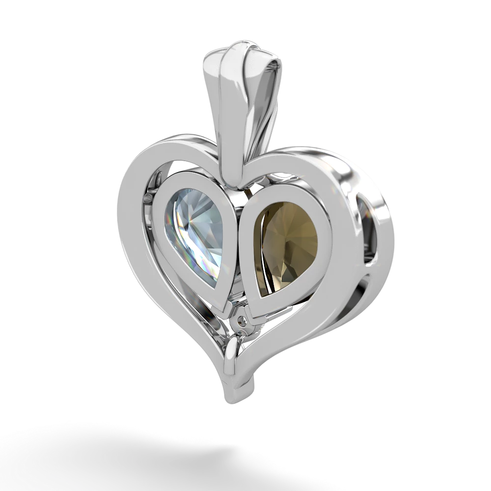 Smoky Quartz Two Become One 14K White Gold pendant P5330