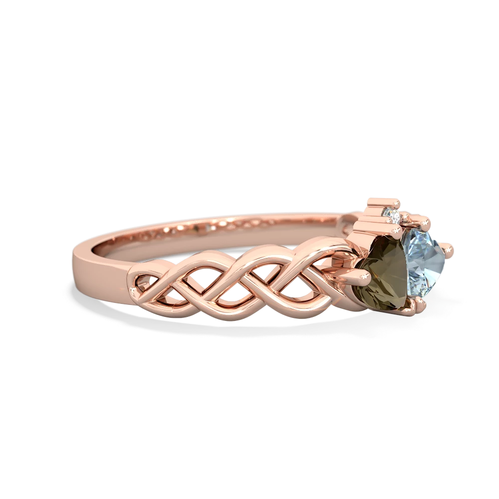 Smoky Quartz Heart To Heart Braid 14K Rose Gold ring R5870