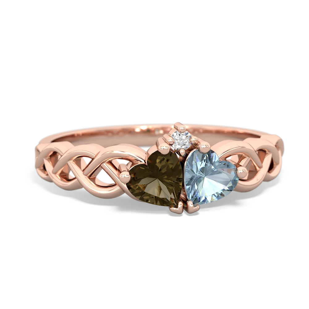 Smoky Quartz Heart To Heart Braid 14K Rose Gold ring R5870