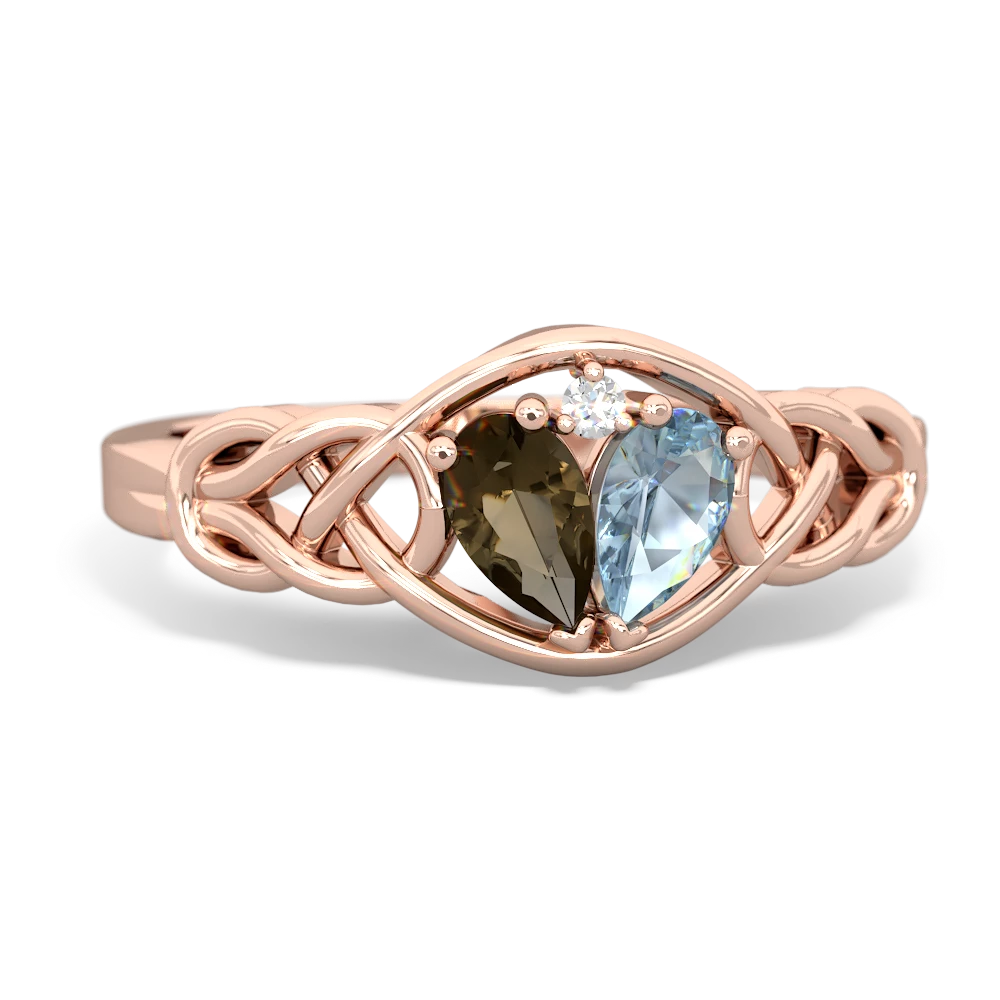 Smoky Quartz Celtic Love Knot 14K Rose Gold ring R5420