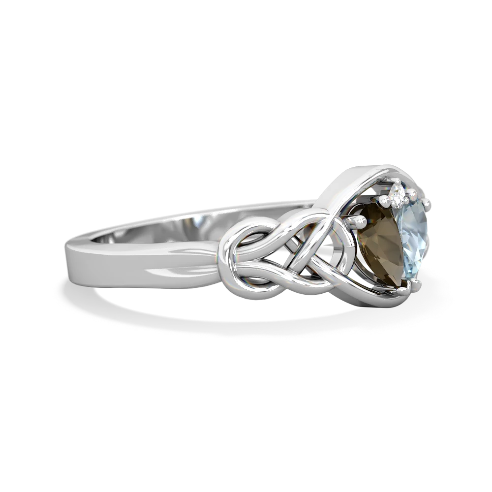 Smoky Quartz Celtic Love Knot 14K White Gold ring R5420