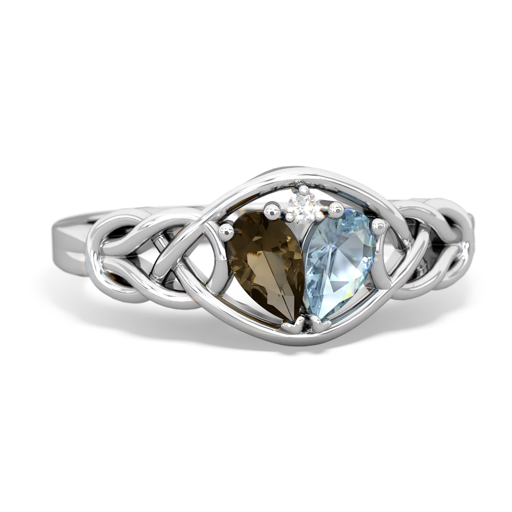 Smoky Quartz Celtic Love Knot 14K White Gold ring R5420