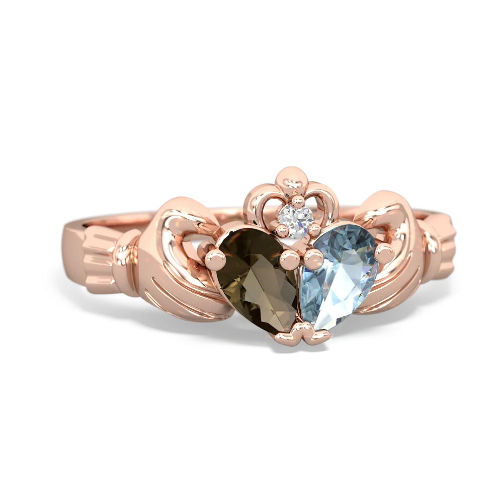 Smoky Quartz 'Our Heart' Claddagh 14K Rose Gold ring R2388