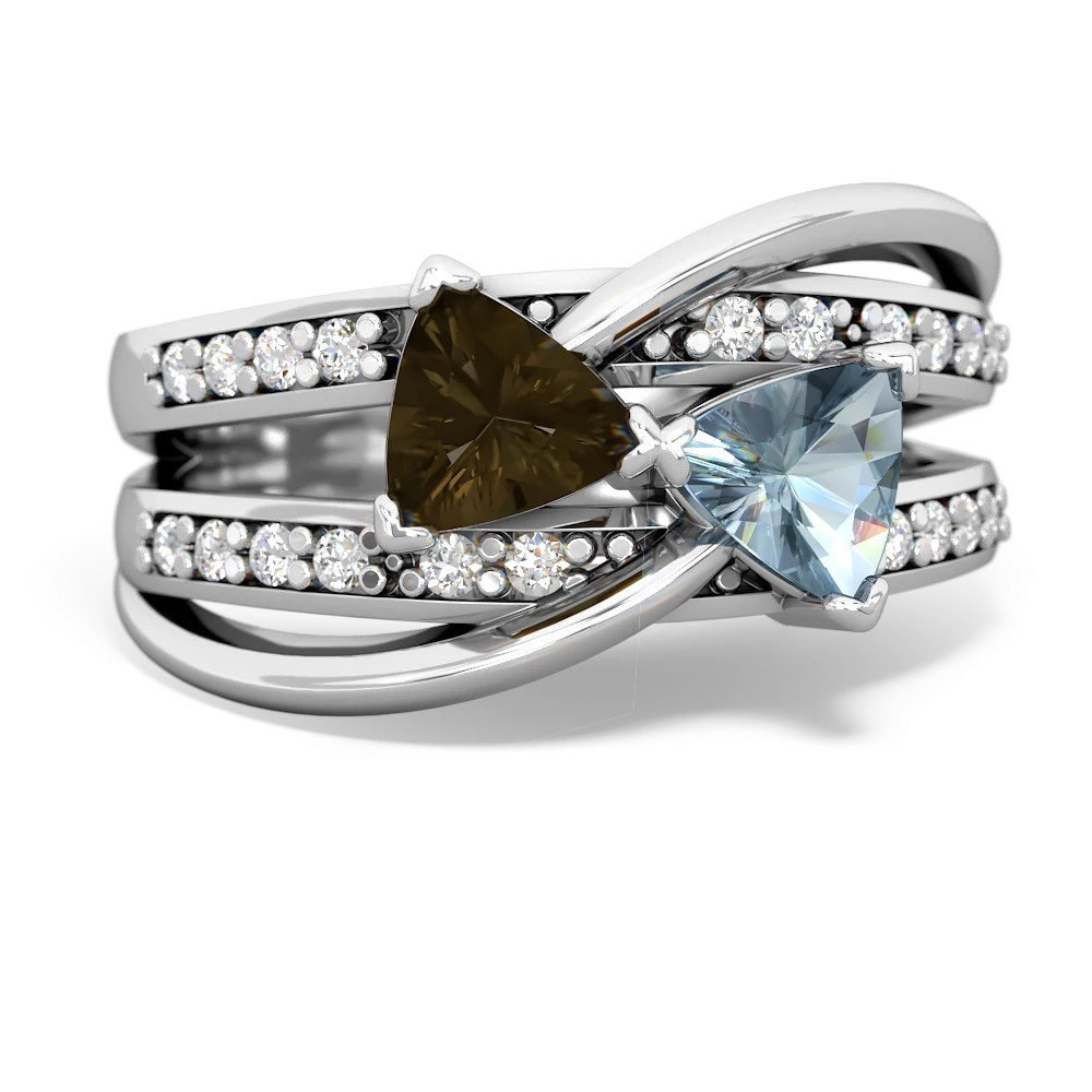 Smoky Quartz Bowtie 14K White Gold ring R2360