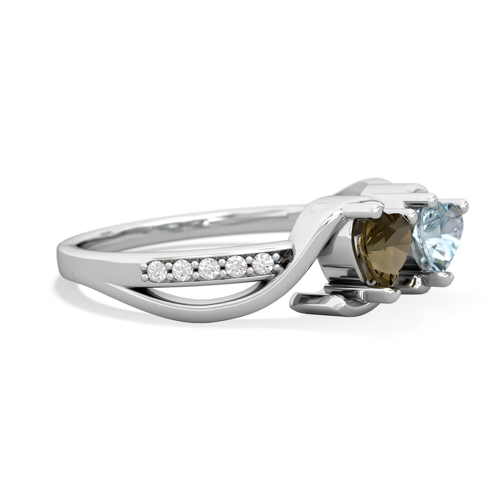 Smoky Quartz Side By Side 14K White Gold ring R3090