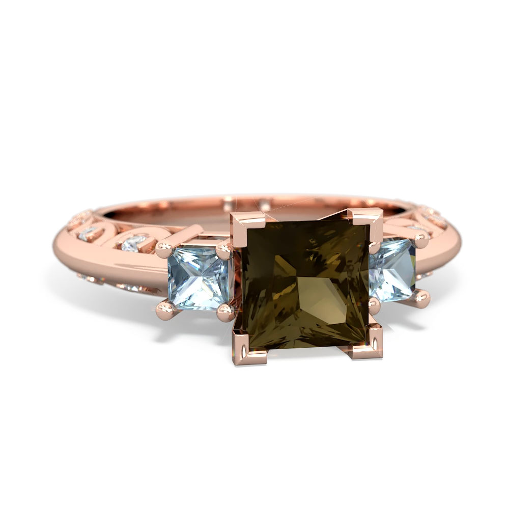 Smoky Quartz Eternal Embrace Engagement 14K Rose Gold ring C2001