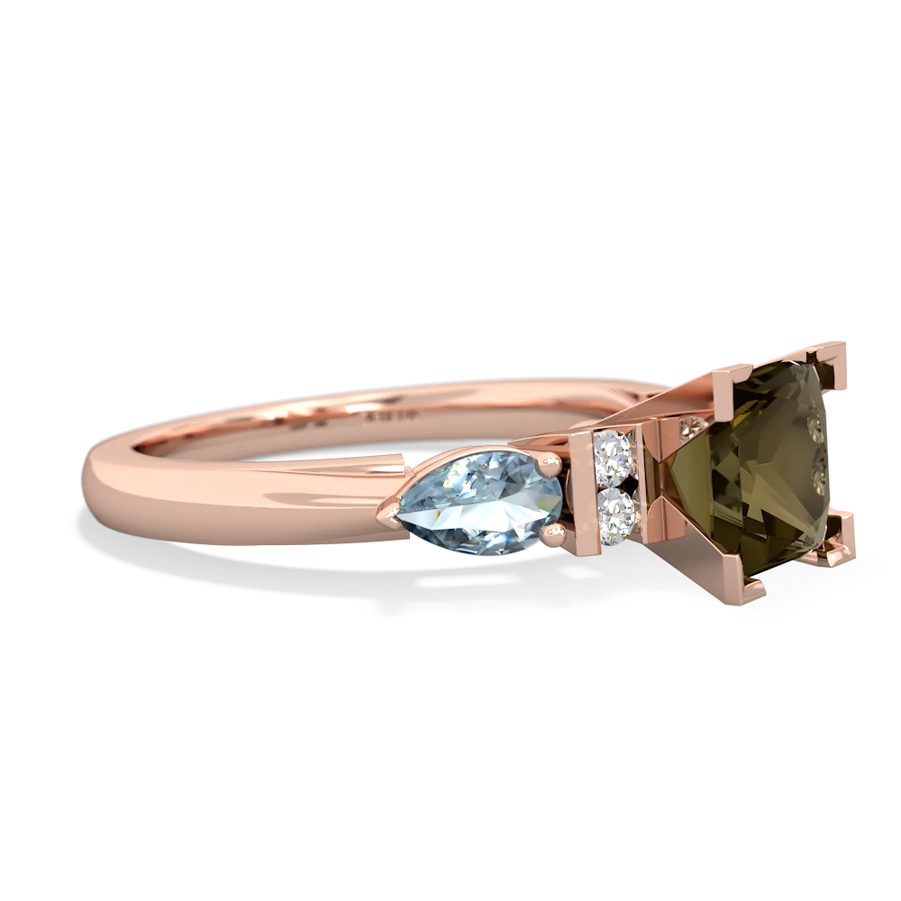 Smoky Quartz 6Mm Princess Eternal Embrace Engagement 14K Rose Gold ring C2002