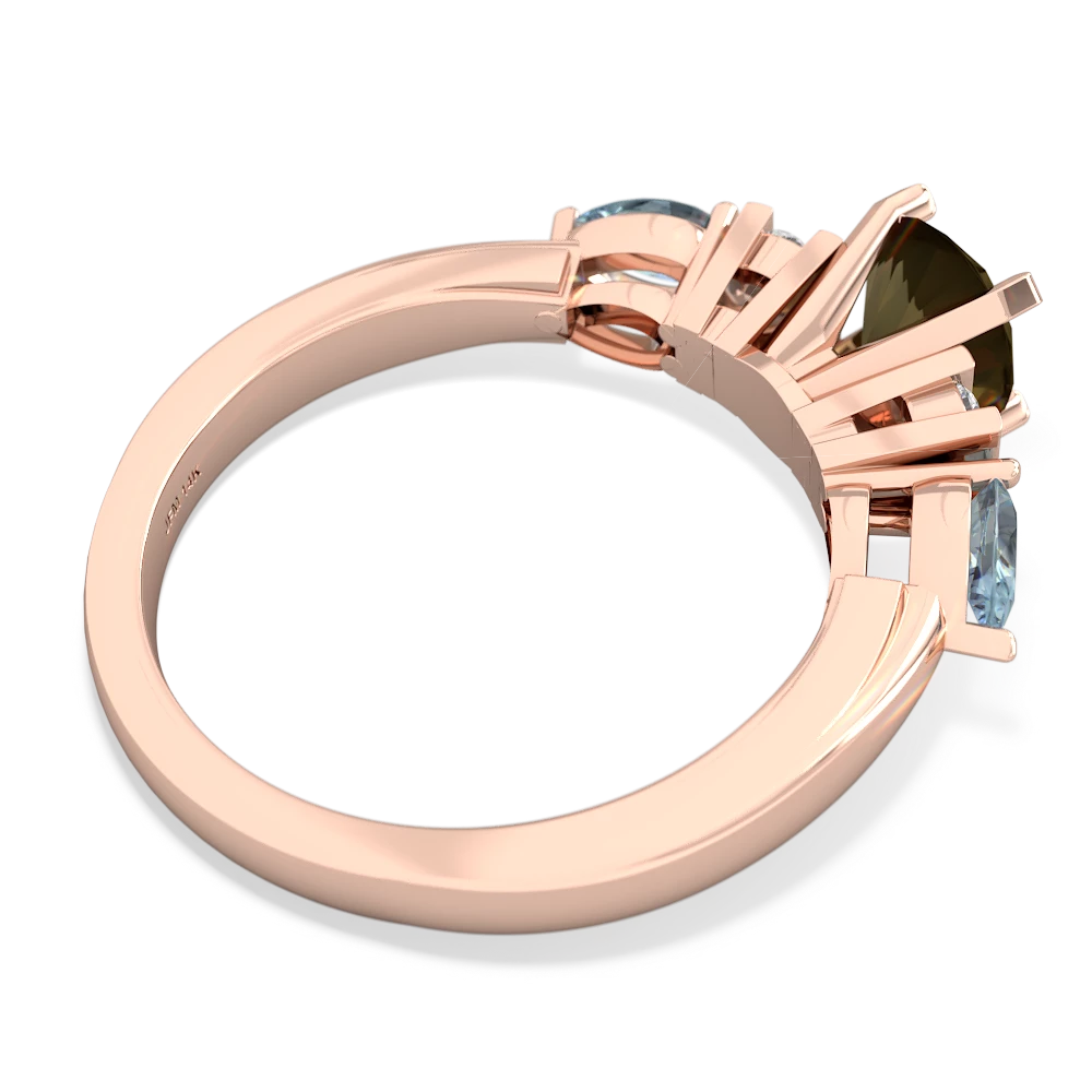 Smoky Quartz 6Mm Round Eternal Embrace Engagement 14K Rose Gold ring R2005