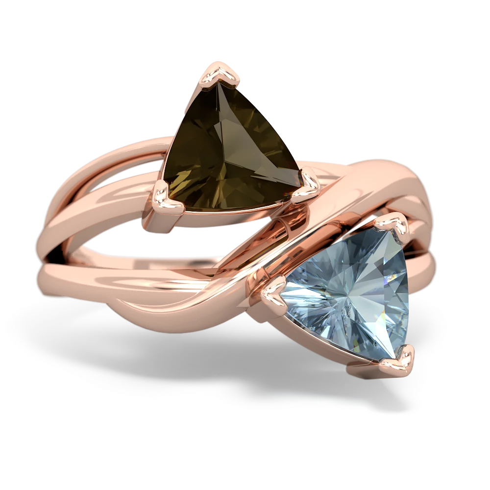 Smoky Quartz Split Band Swirl 14K Rose Gold ring R2341