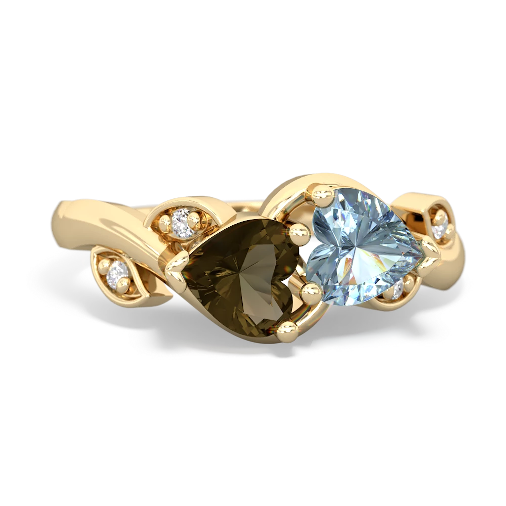 Smoky Quartz Floral Elegance 14K Yellow Gold ring R5790