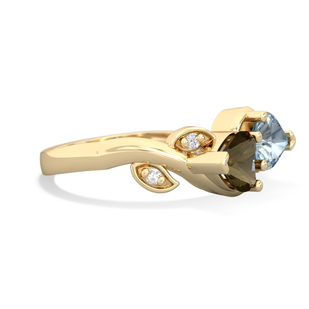 Smoky Quartz Floral Elegance 14K Yellow Gold ring R5790