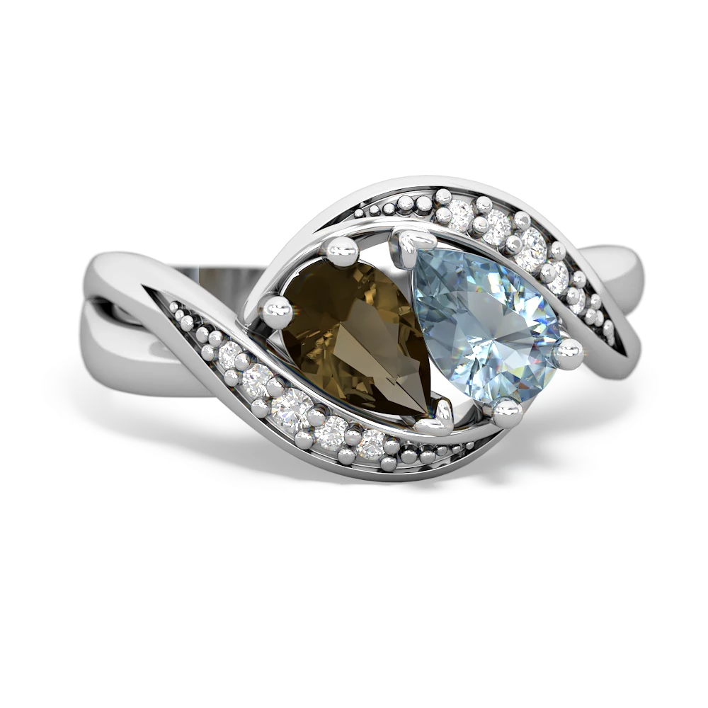 Smoky Quartz Summer Winds 14K White Gold ring R5342