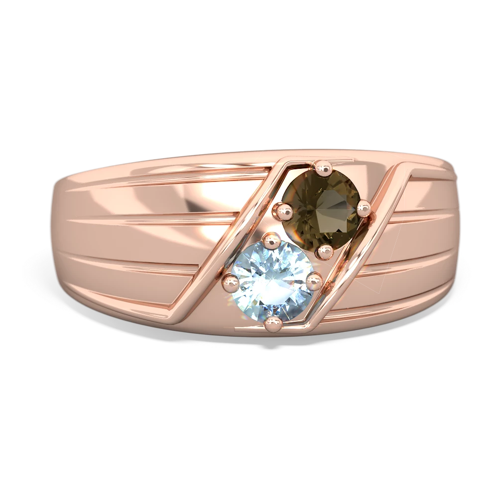 Smoky Quartz Men's Streamline 14K Rose Gold ring R0460