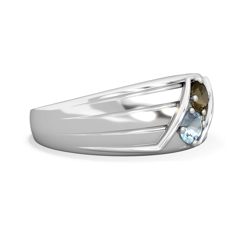 Smoky Quartz Men's Streamline 14K White Gold ring R0460