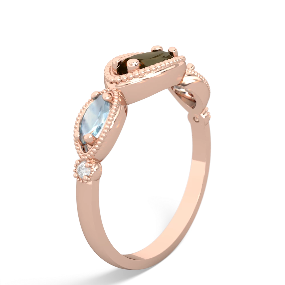 Smoky Quartz Milgrain Marquise 14K Rose Gold ring R5700