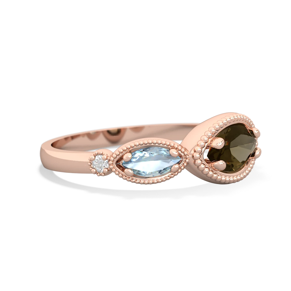 Smoky Quartz Milgrain Marquise 14K Rose Gold ring R5700