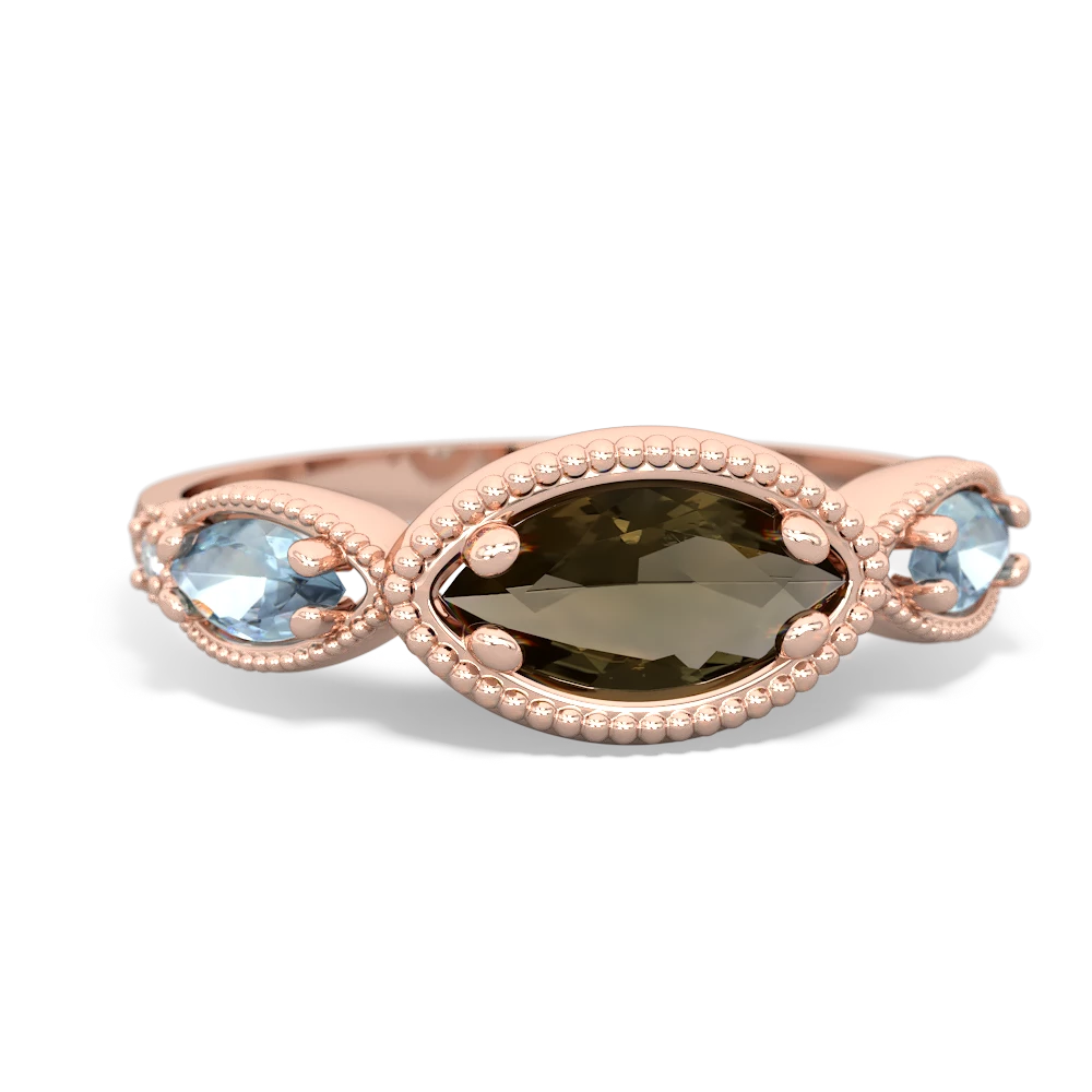 Smoky Quartz Milgrain Marquise 14K Rose Gold ring R5700