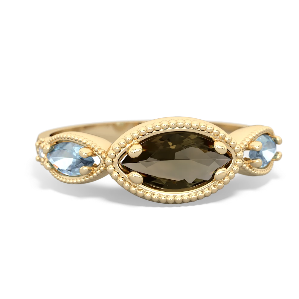 Smoky Quartz Milgrain Marquise 14K Yellow Gold ring R5700