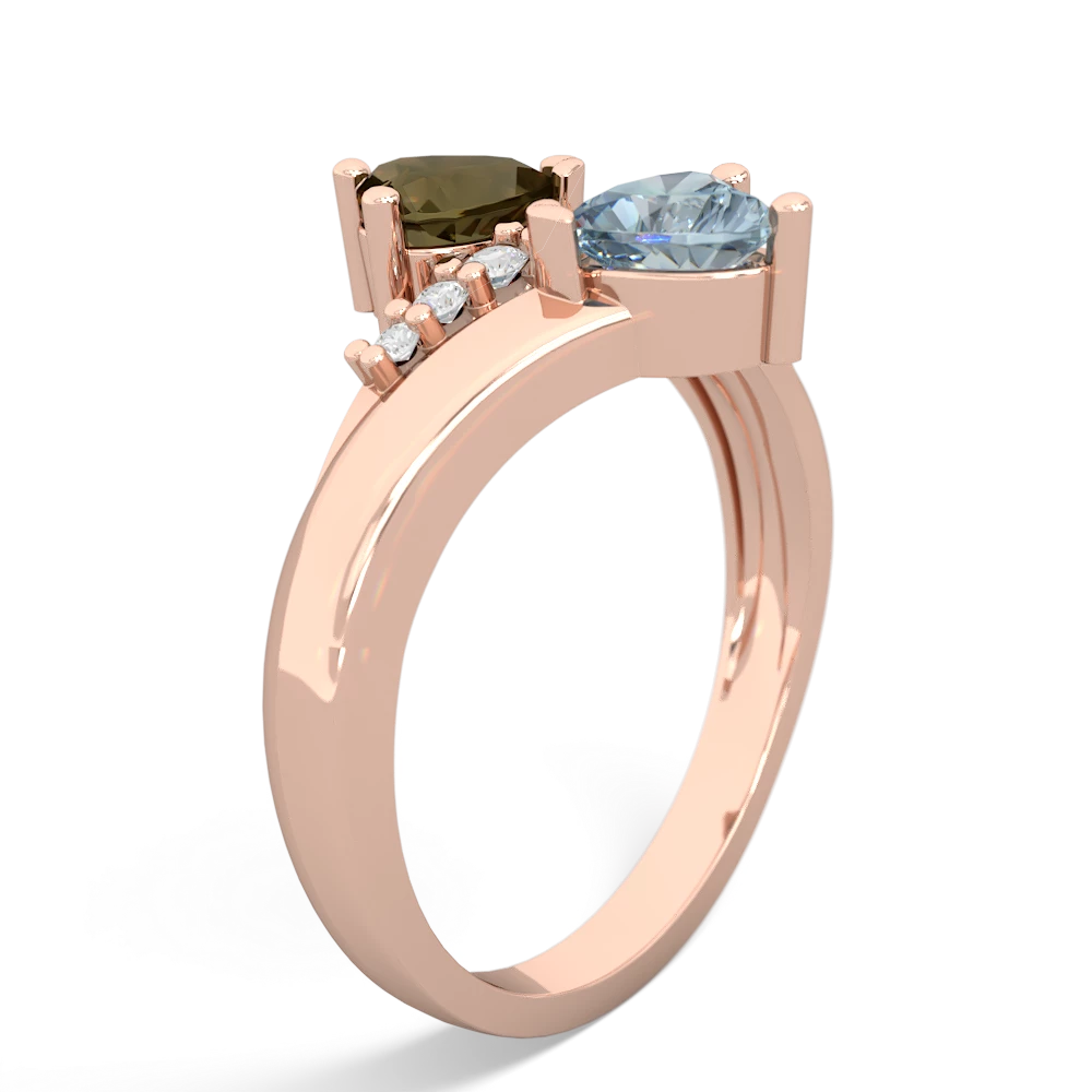 Smoky Quartz Heart To Heart 14K Rose Gold ring R2064