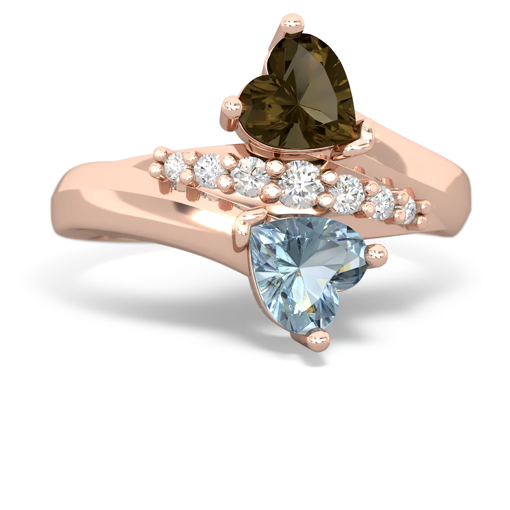 Smoky Quartz Heart To Heart 14K Rose Gold ring R2064