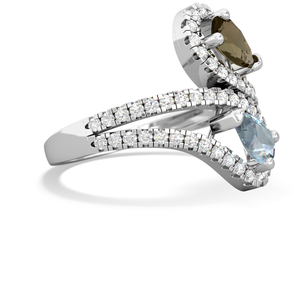 Smoky Quartz Diamond Dazzler 14K White Gold ring R3000