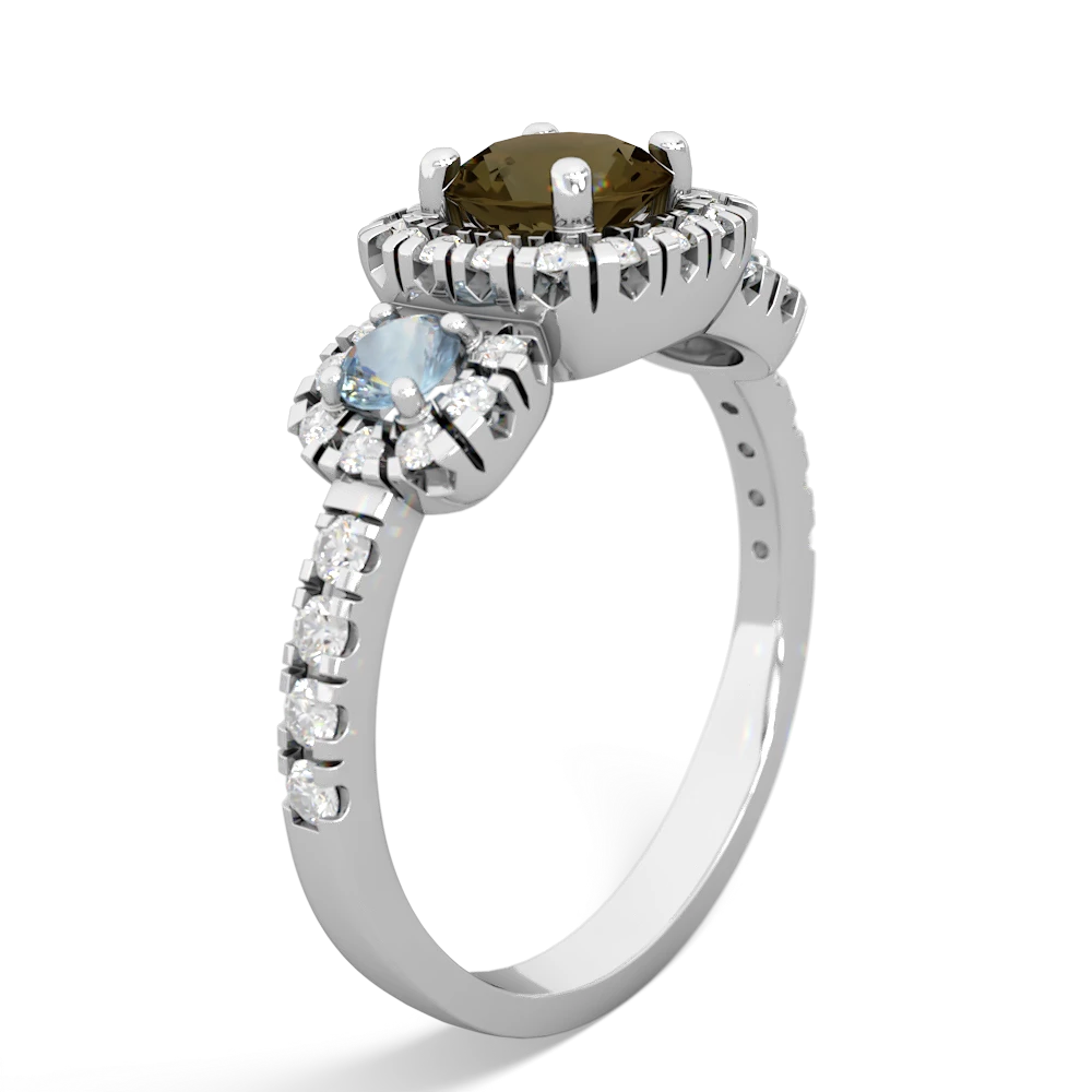 Smoky Quartz Regal Halo 14K White Gold ring R5350