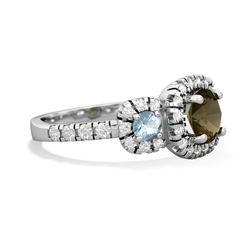 Smoky Quartz Regal Halo 14K White Gold ring R5350