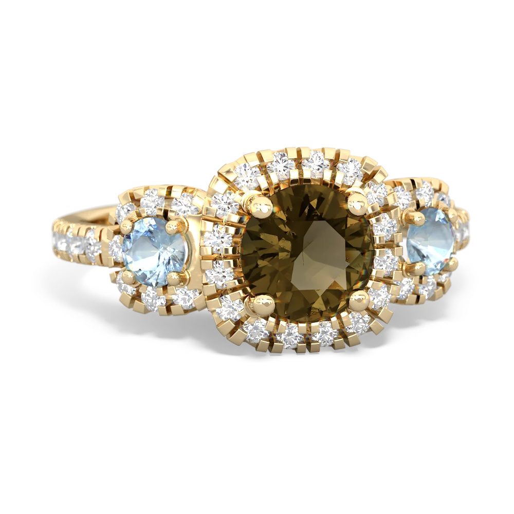 Smoky Quartz Regal Halo 14K Yellow Gold ring R5350