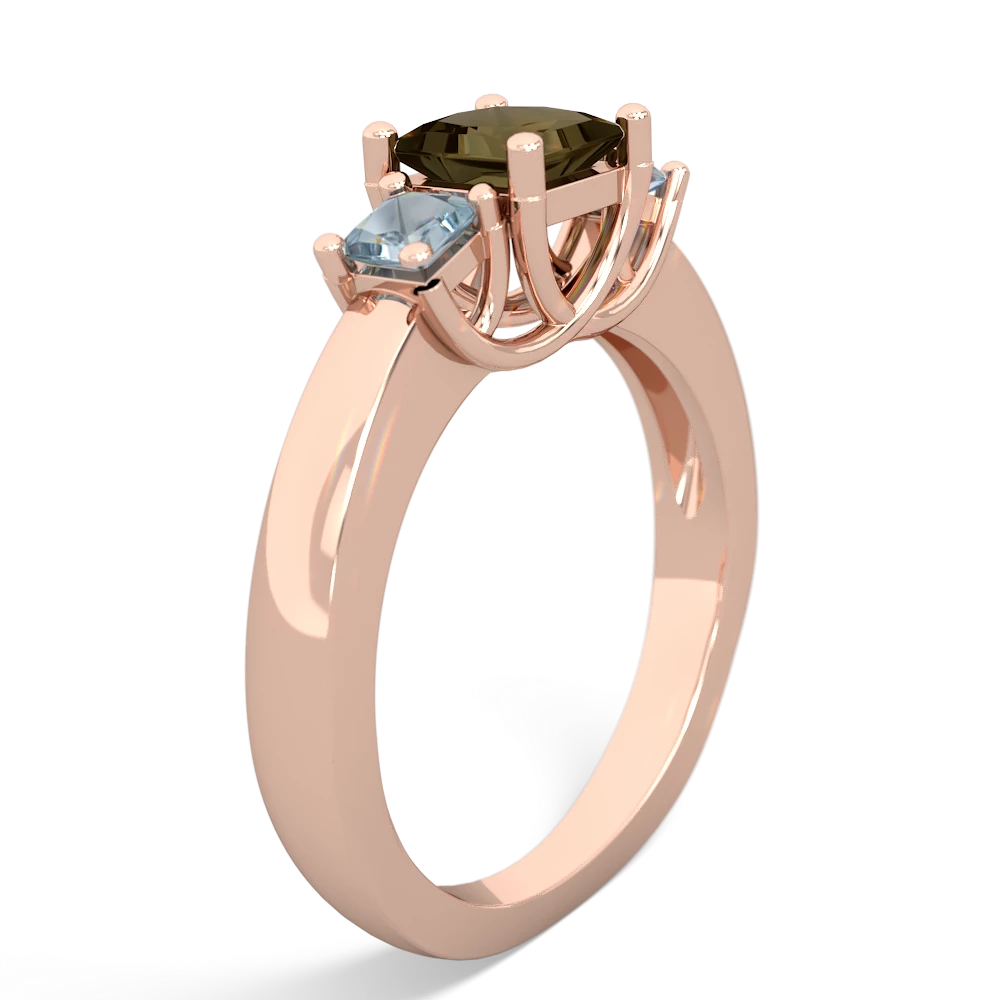 Smoky Quartz Three Stone Trellis 14K Rose Gold ring R4015