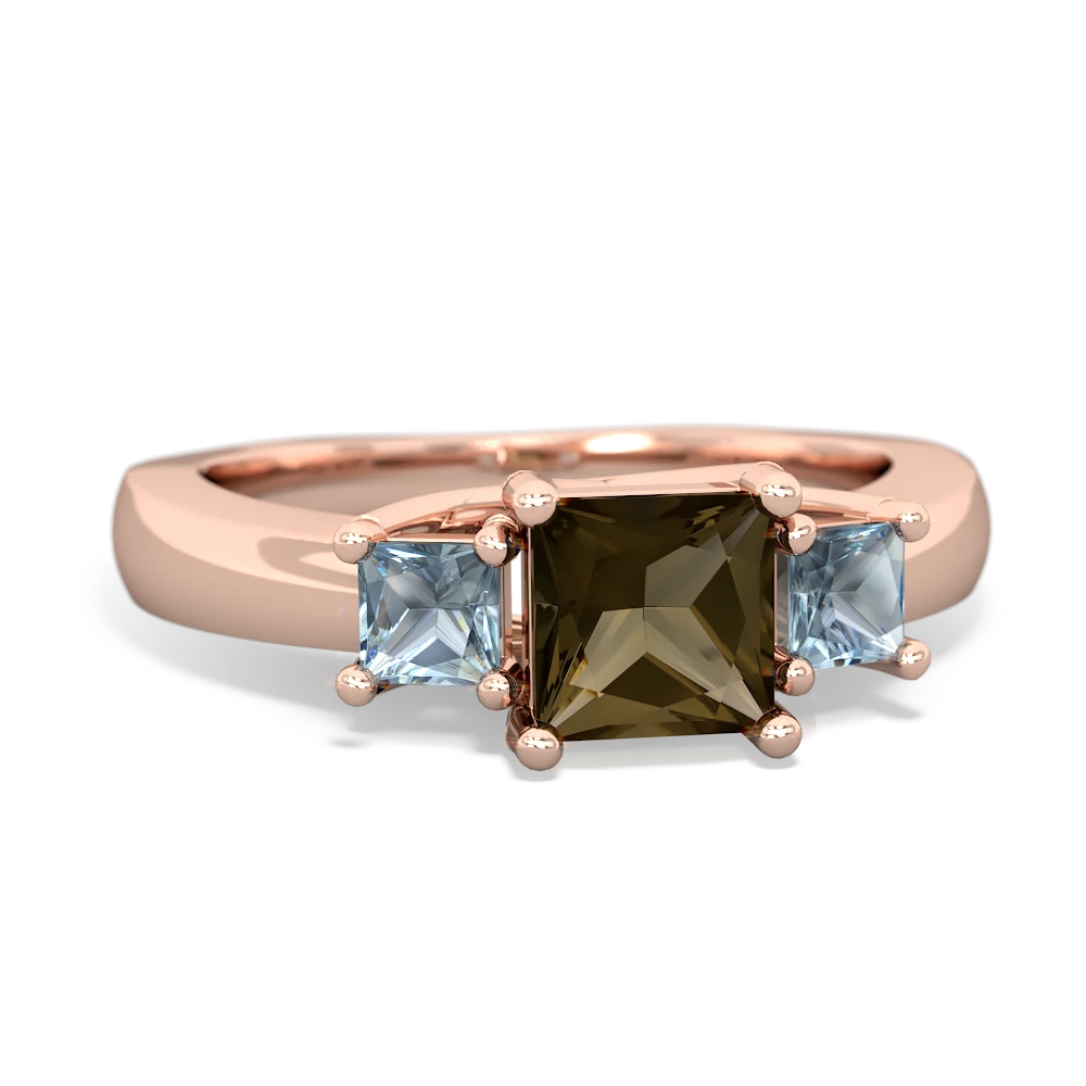 Smoky Quartz Three Stone Trellis 14K Rose Gold ring R4015