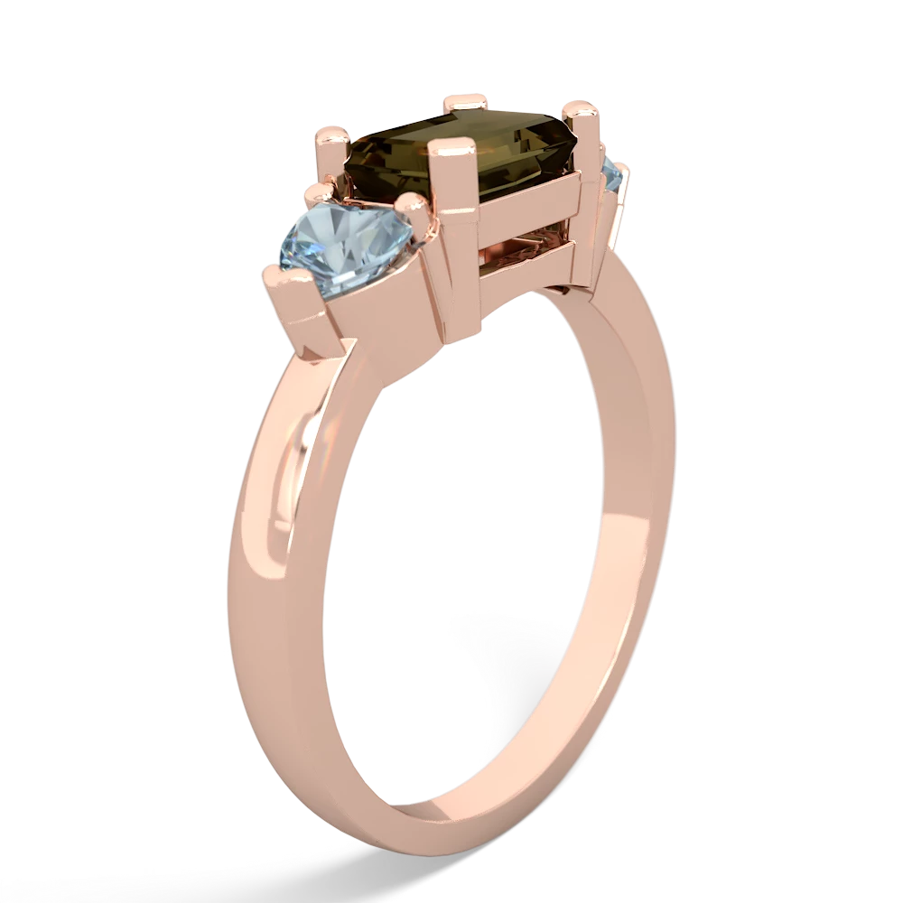 Smoky Quartz Three Stone 14K Rose Gold ring R5235