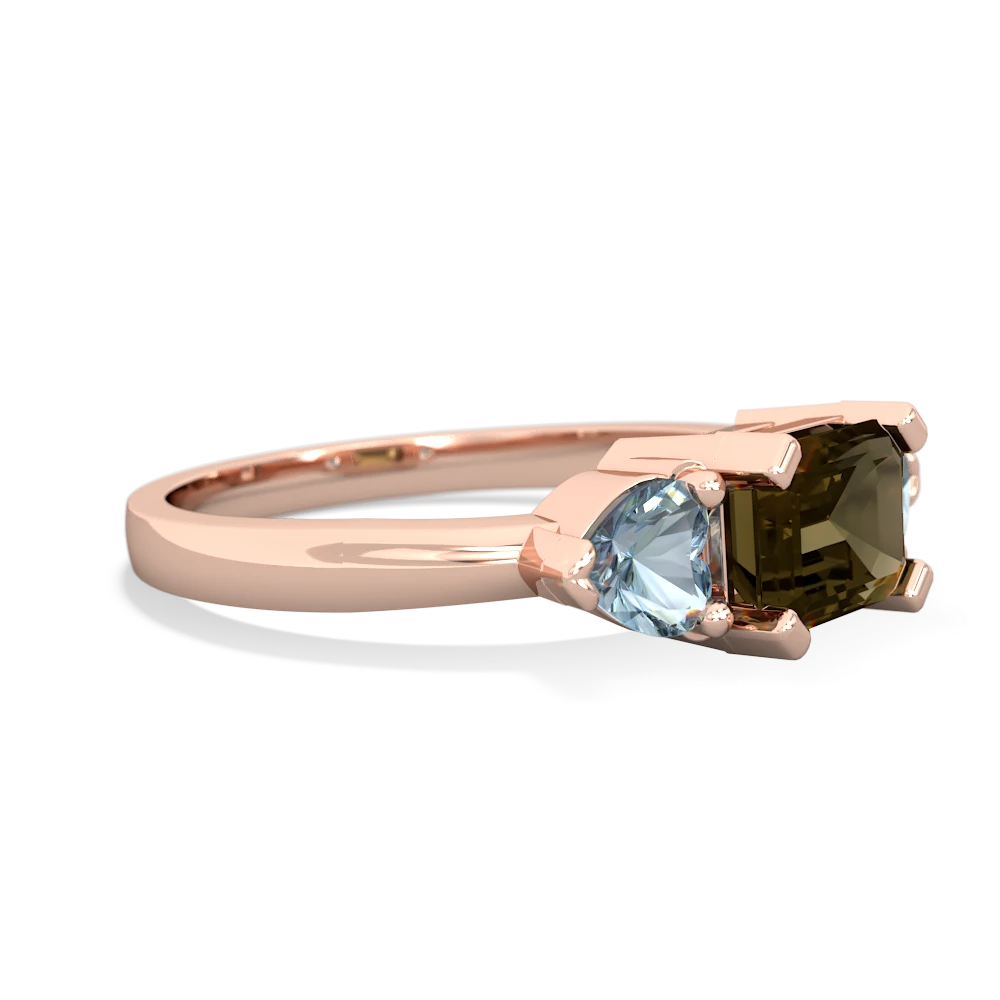 Smoky Quartz Three Stone 14K Rose Gold ring R5235