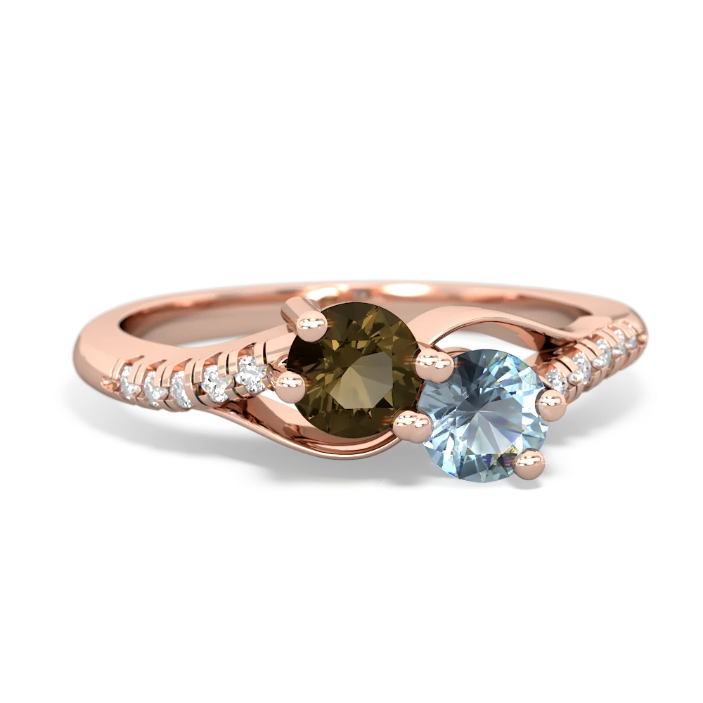 Smoky Quartz Infinity Pave Two Stone 14K Rose Gold ring R5285