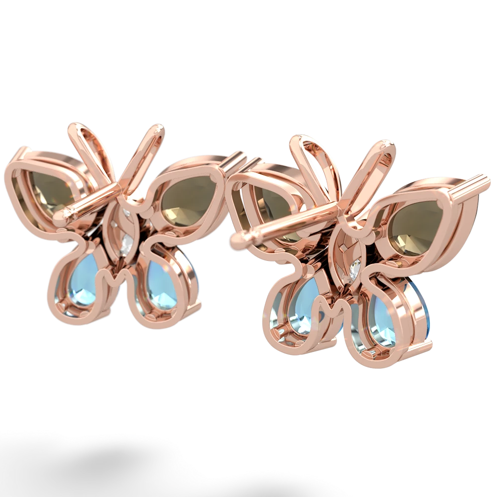 Smoky Quartz Butterfly 14K Rose Gold earrings E2215