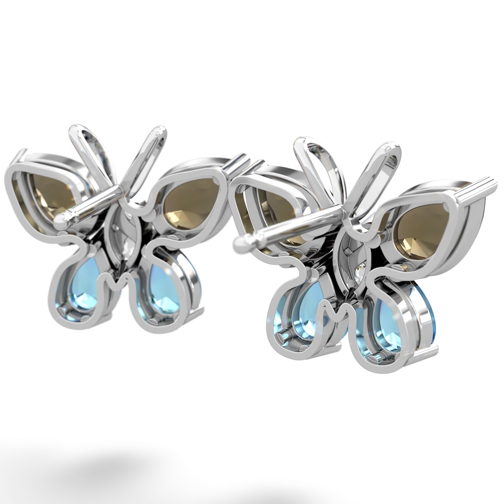 Smoky Quartz Butterfly 14K White Gold earrings E2215