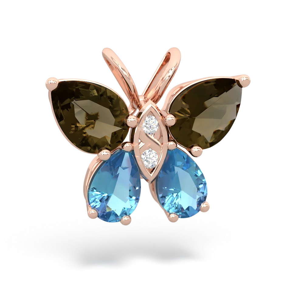 Smoky Quartz Butterfly 14K Rose Gold pendant P2215