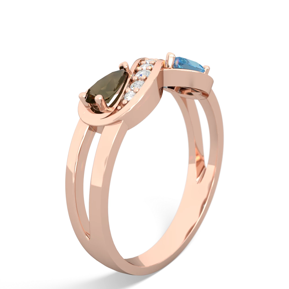 Smoky Quartz Diamond Infinity 14K Rose Gold ring R5390