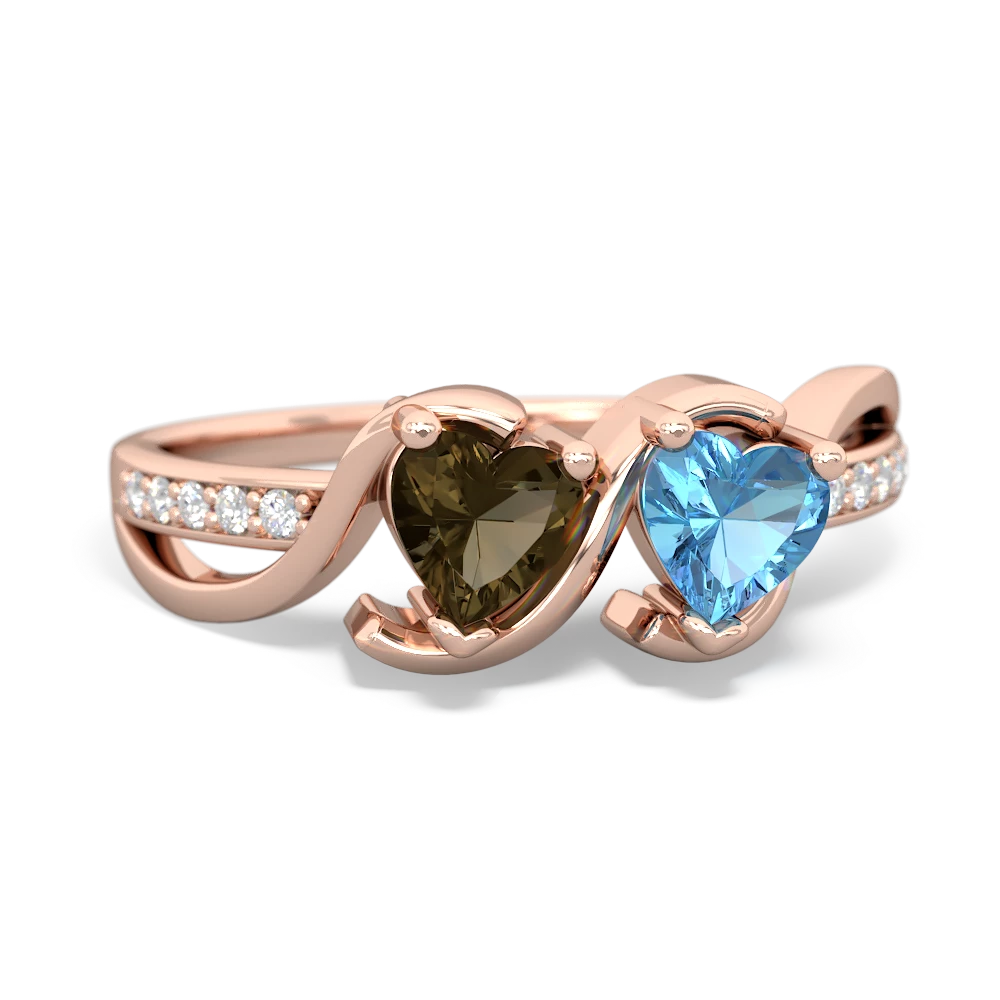 Smoky Quartz Side By Side 14K Rose Gold ring R3090