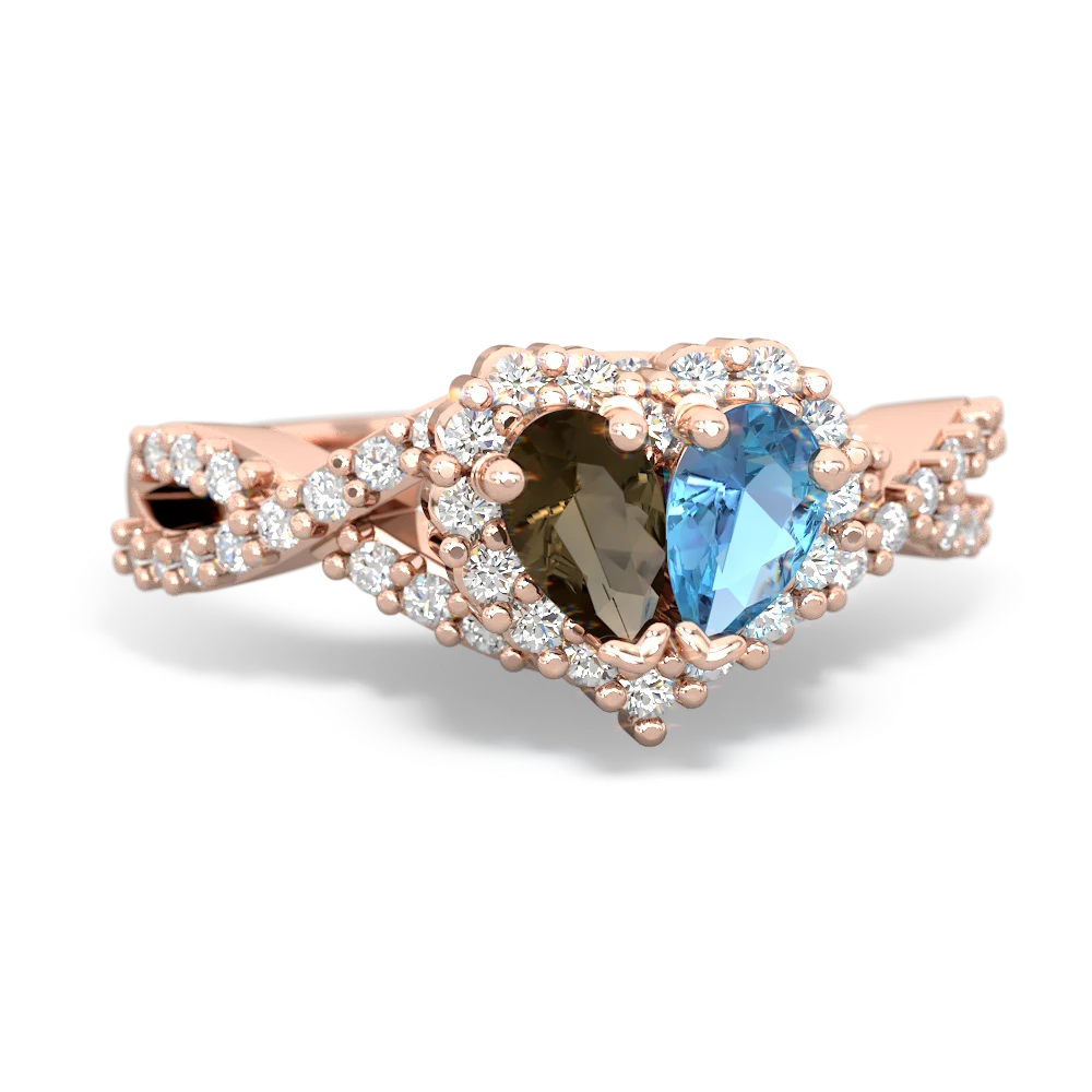 Smoky Quartz Diamond Twist 'One Heart' 14K Rose Gold ring R2640HRT