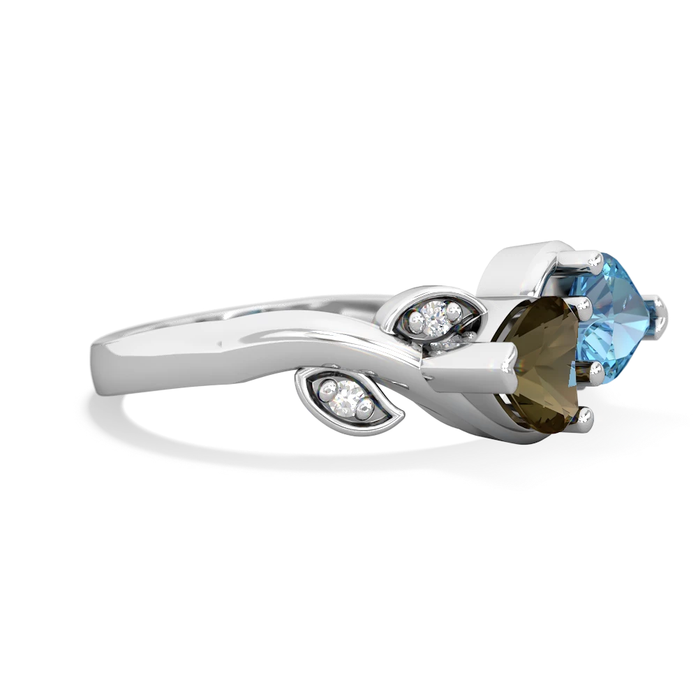 Smoky Quartz Floral Elegance 14K White Gold ring R5790