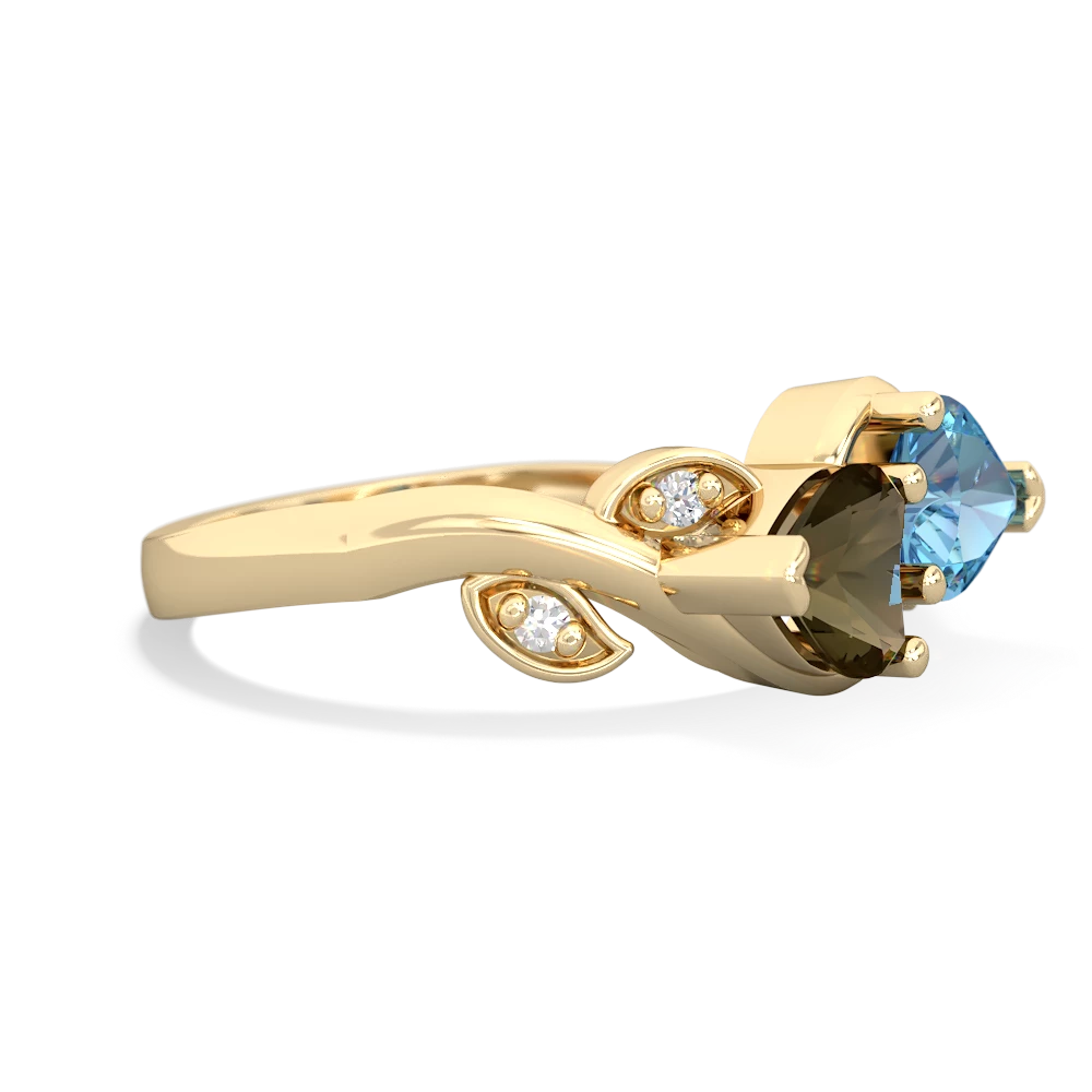 Smoky Quartz Floral Elegance 14K Yellow Gold ring R5790