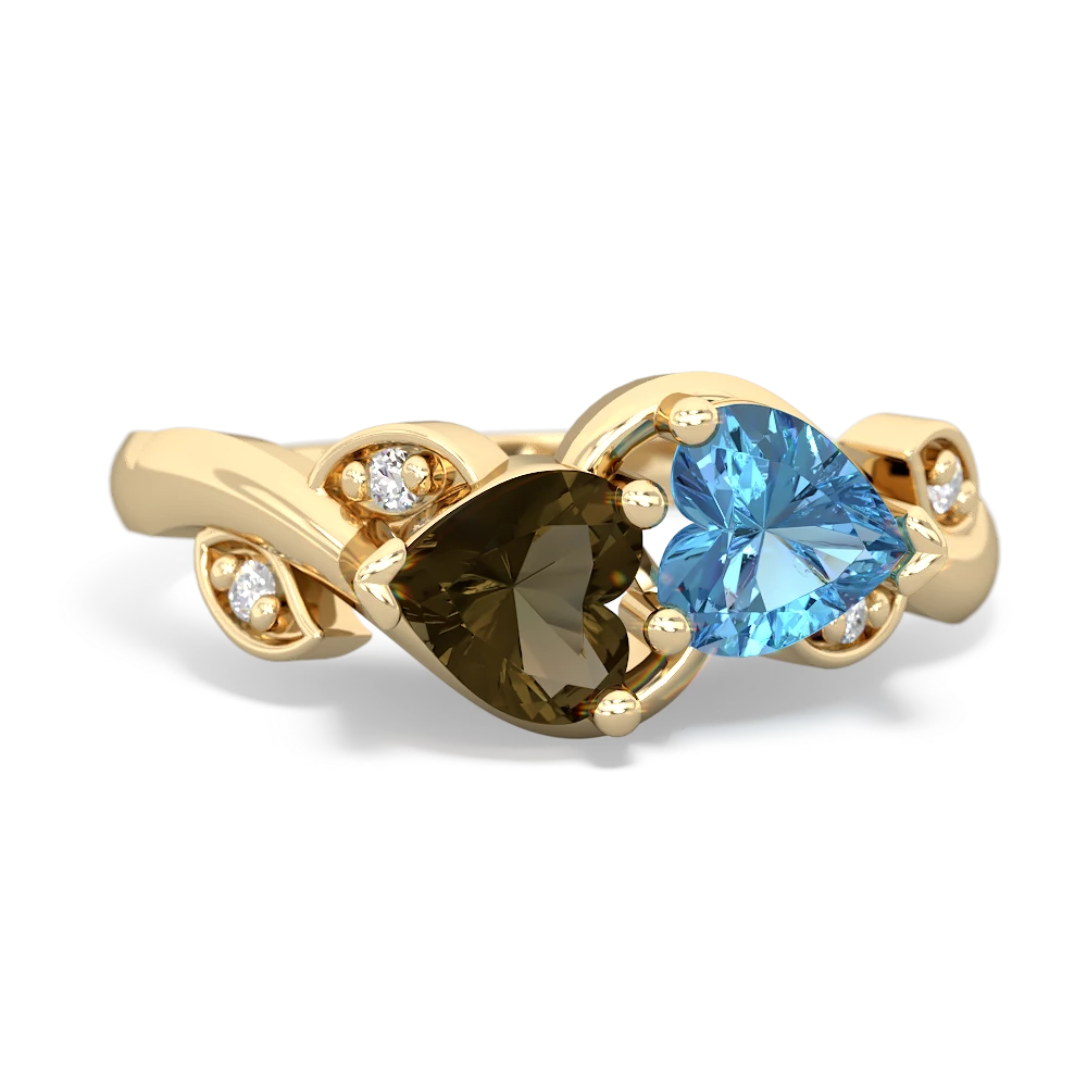 Smoky Quartz Floral Elegance 14K Yellow Gold ring R5790