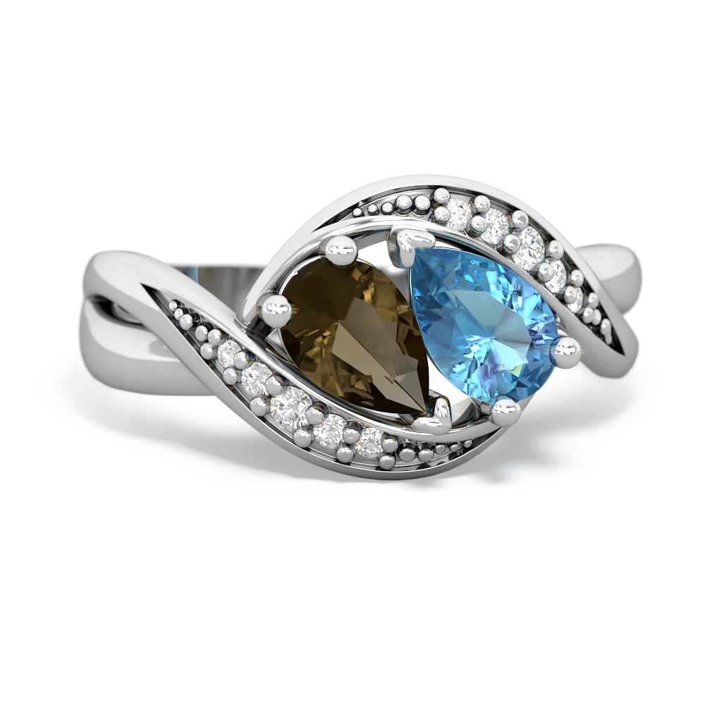 Smoky Quartz Summer Winds 14K White Gold ring R5342