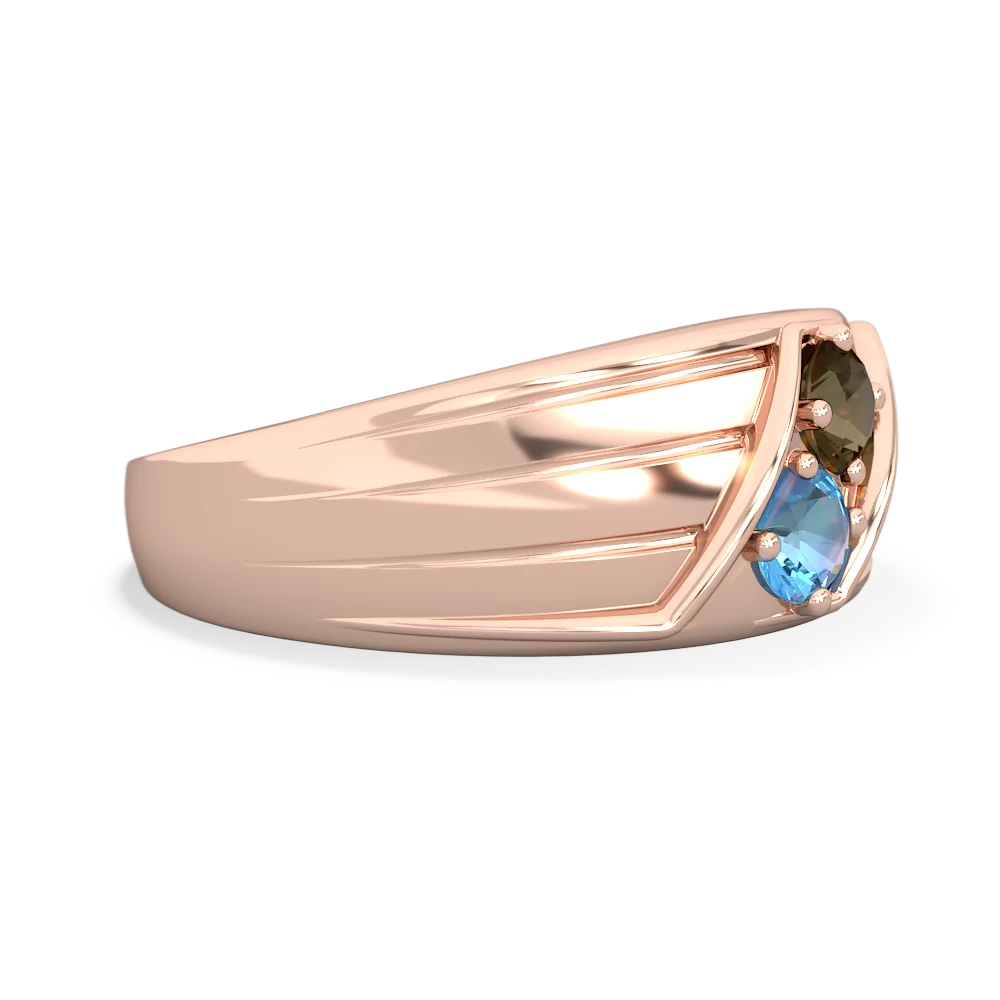 Smoky Quartz Men's Streamline 14K Rose Gold ring R0460