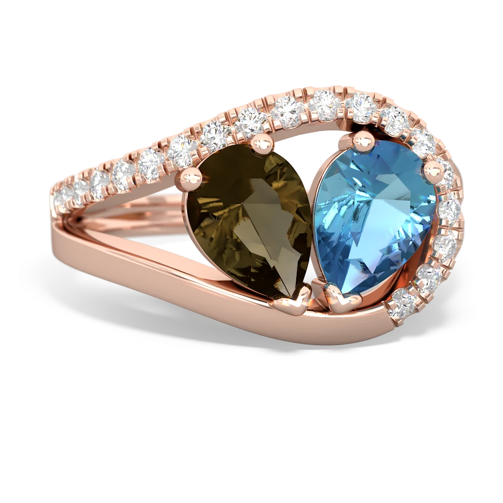 Smoky Quartz Nestled Heart Keepsake 14K Rose Gold ring R5650