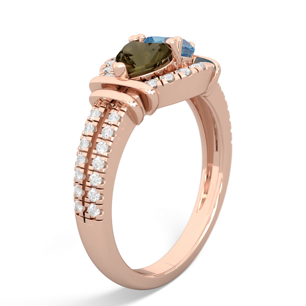 Smoky Quartz Art-Deco Keepsake 14K Rose Gold ring R5630