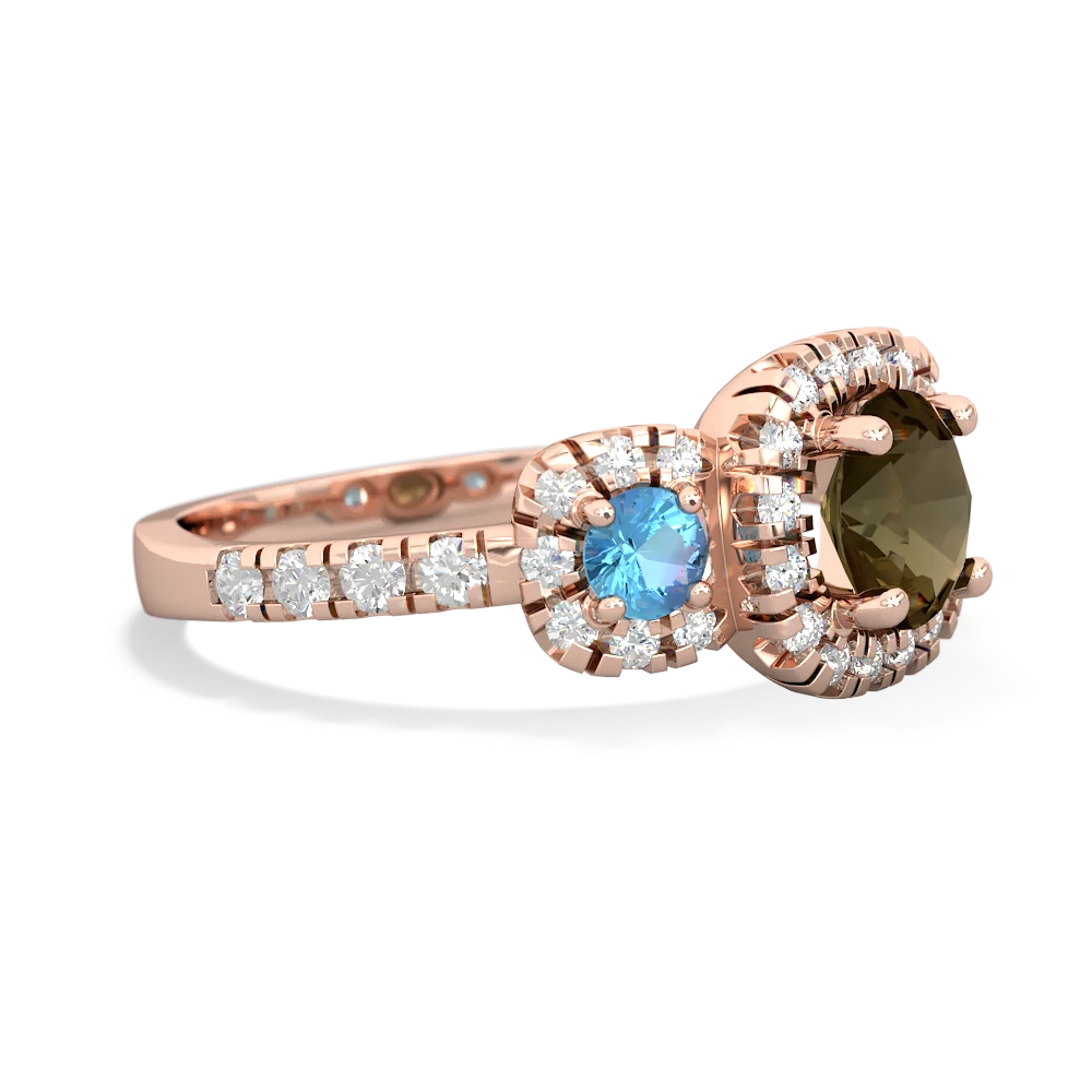 Smoky Quartz Regal Halo 14K Rose Gold ring R5350