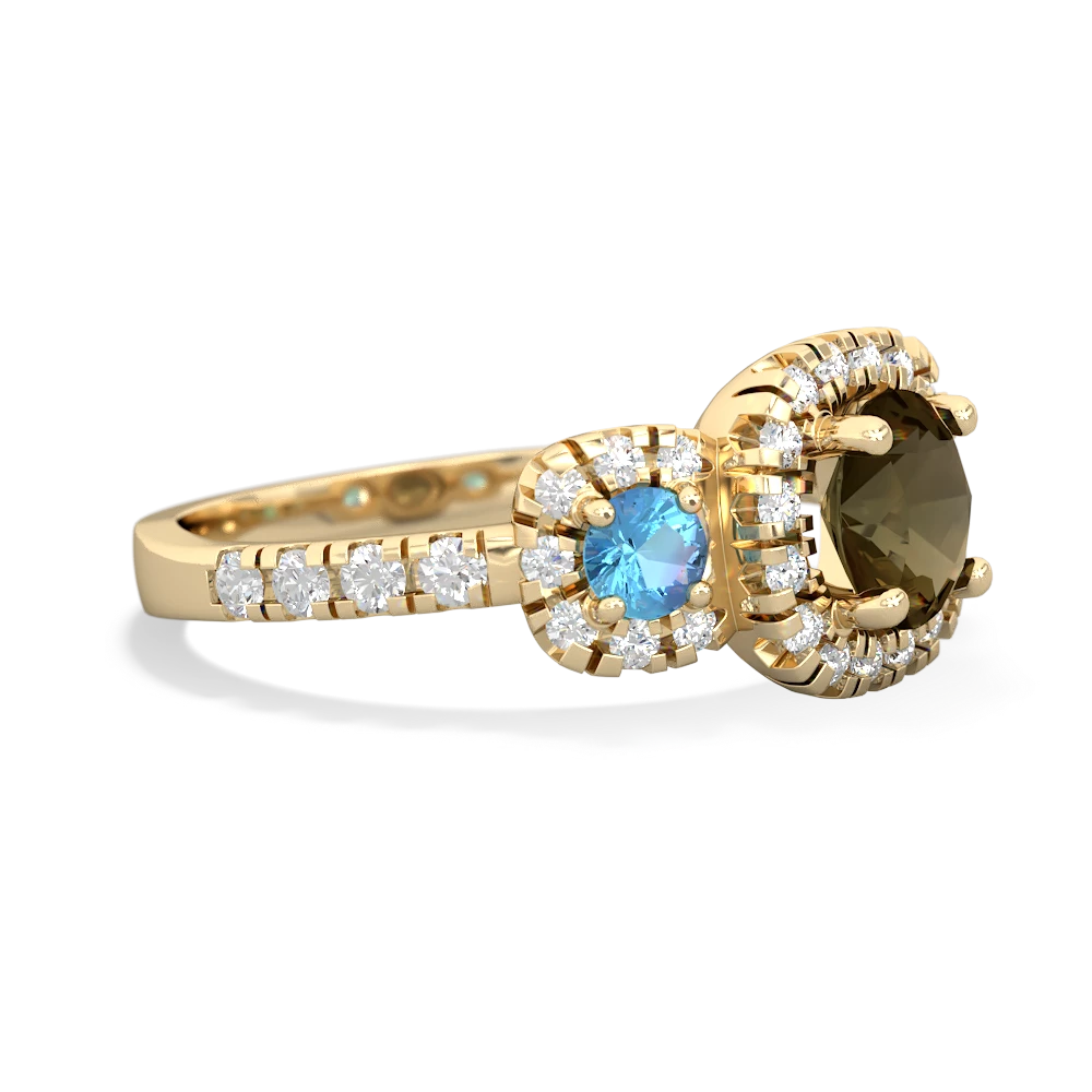 Smoky Quartz Regal Halo 14K Yellow Gold ring R5350