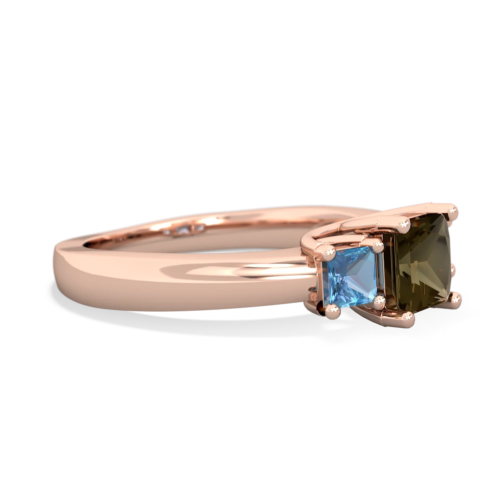 Smoky Quartz Three Stone Trellis 14K Rose Gold ring R4015