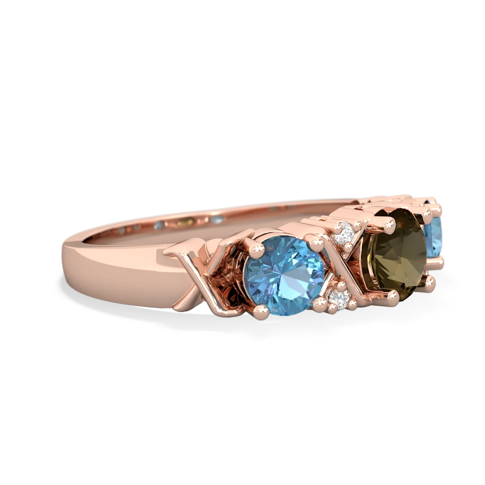 Smoky Quartz Hugs And Kisses 14K Rose Gold ring R5016